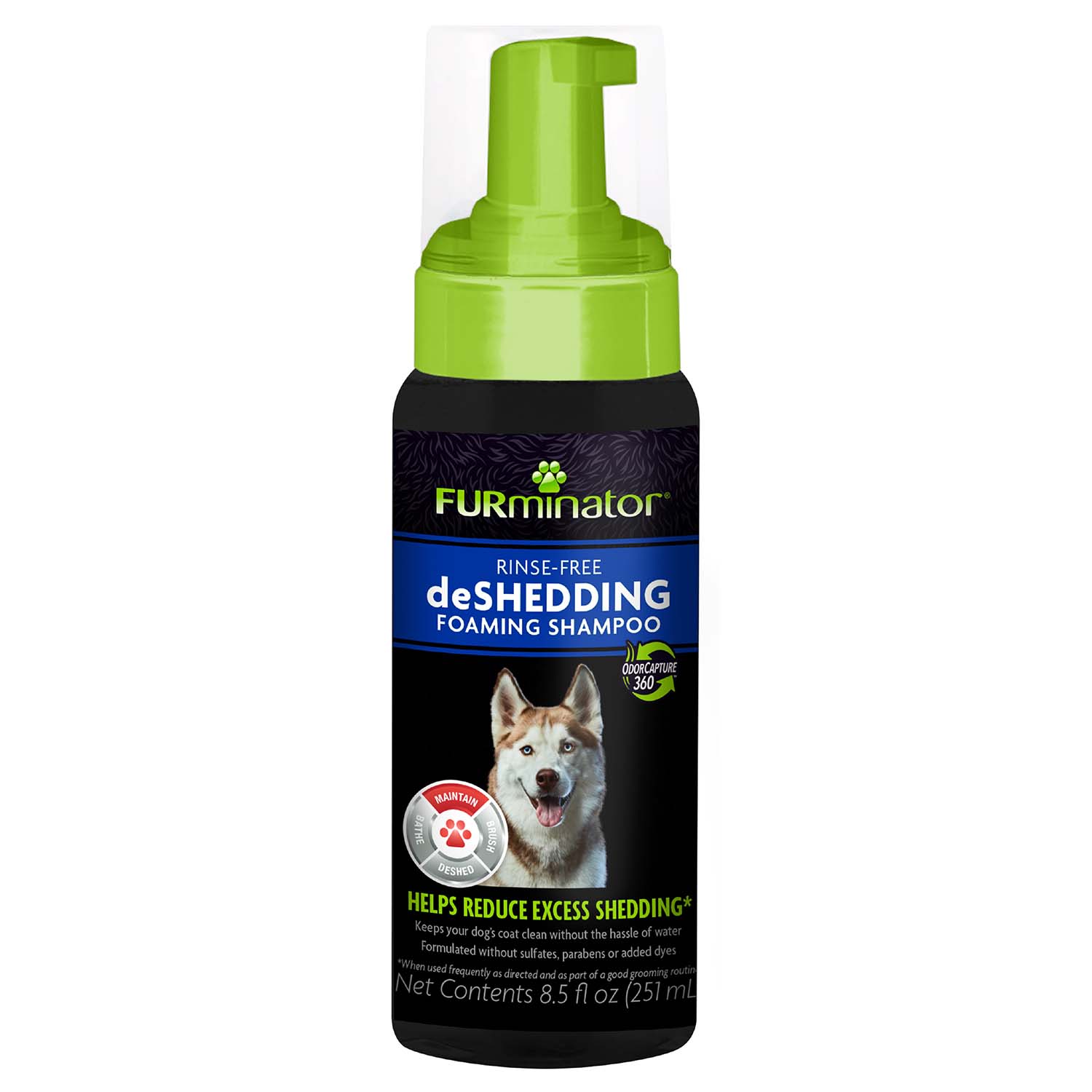 FURminator Rinse Free deShedding Foaming Shampoo For Dogs 8.5 Fluid Ounces Helps Reduce Excess Shedding And Refreshes Between Baths FURminator